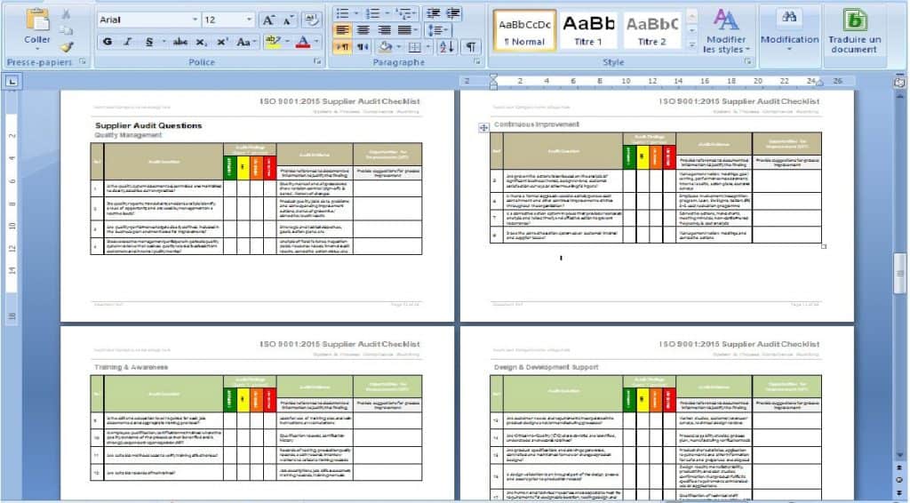 free iso 9001 2015 audit checklist excel xls